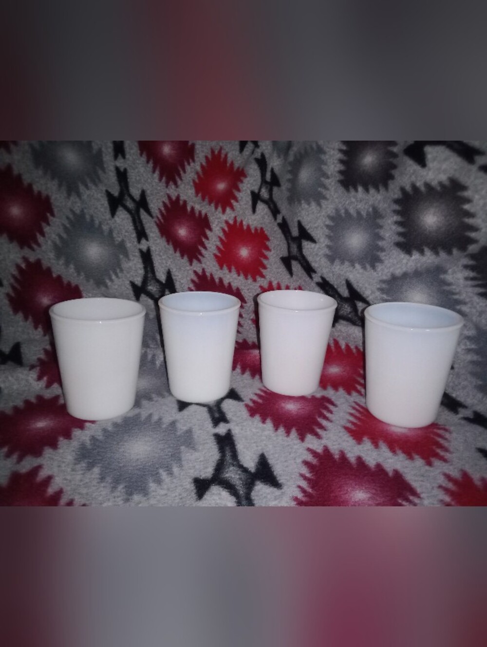 Vintage Milk Glass Juice Cups 3 1/2" Tall Set of 4 Retro Farm Decor
